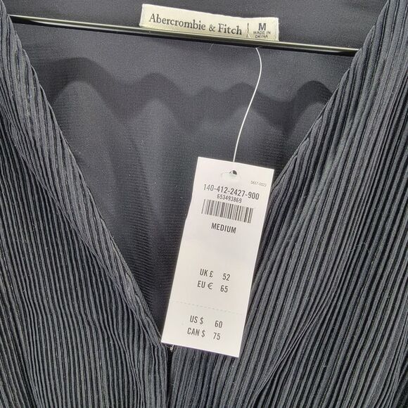 Abercrombie & Fitch Women’s M V-Neck‎ Long Sleeve Pleated Ribbed Top NWT - Picture 6 of 9
